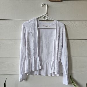 Madison + Hudson White Ribbed Open Cardigan